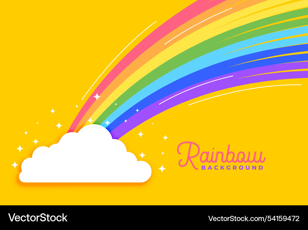 Rainbow with clouds bright background Royalty Free Vector