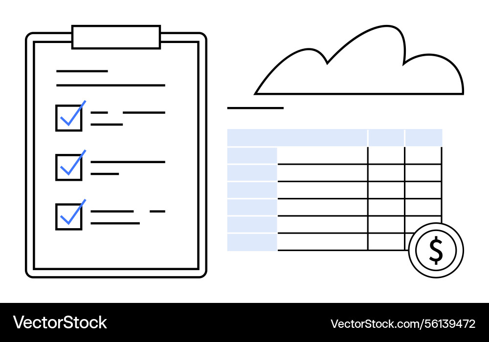 Task checklist and cloud-based financial data Task checklist and cloud-based financial data vector image