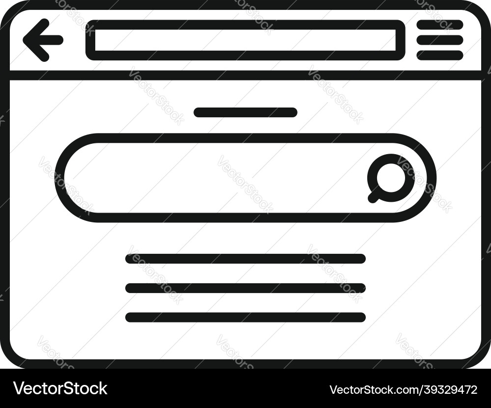 Web browser icon outline window internet Web browser icon outline window internet vector image