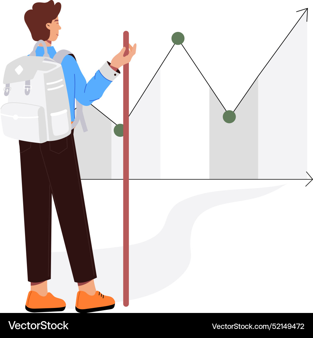 Weba flat character of progress chart vector image