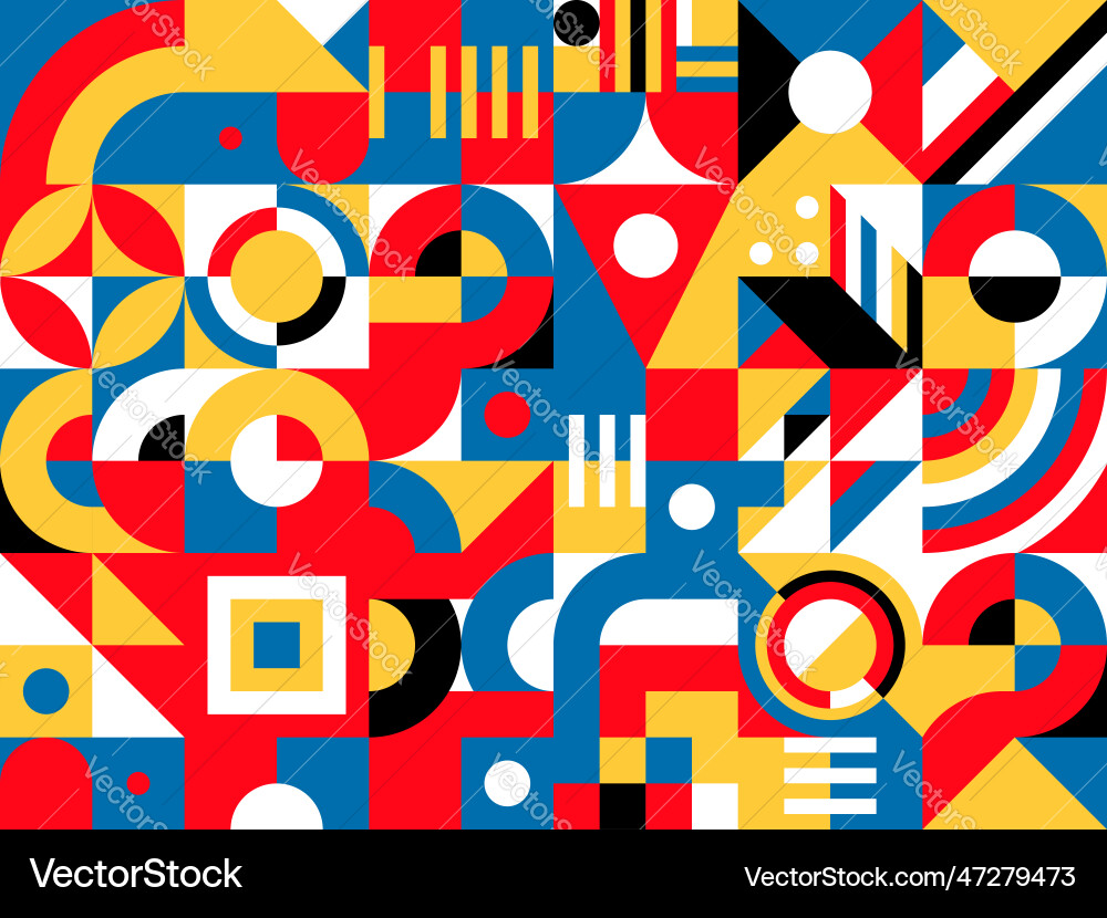 Geometric bauhaus abstract shapes colorful pattern