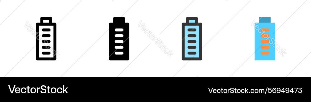 Icon set for battery 100 useful devices apps Icon set for battery 100 useful devices apps Vector Image