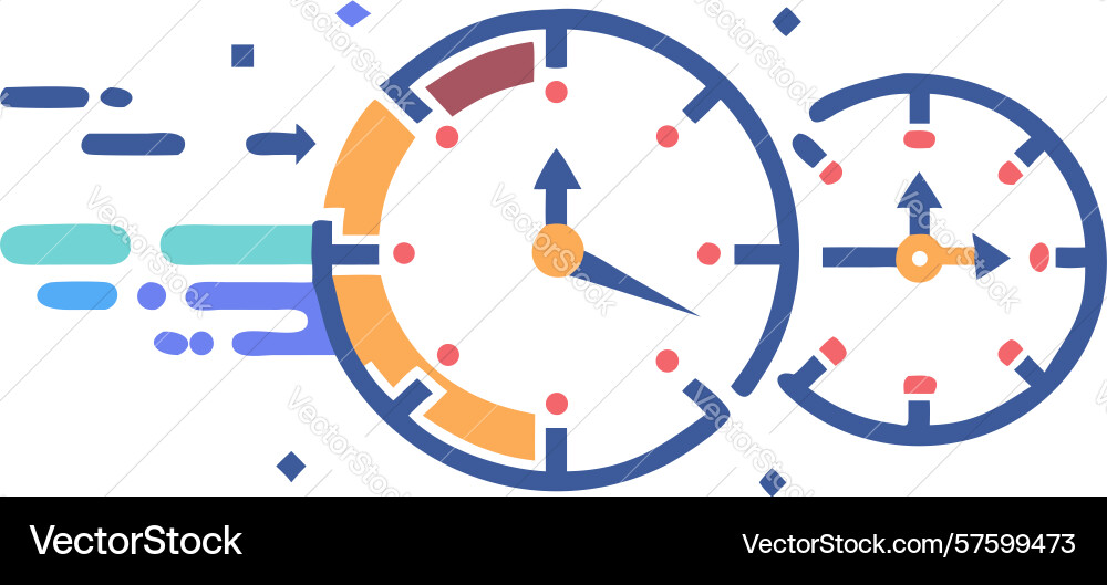 Multiple clocks icon with dynamic horizontal vector image