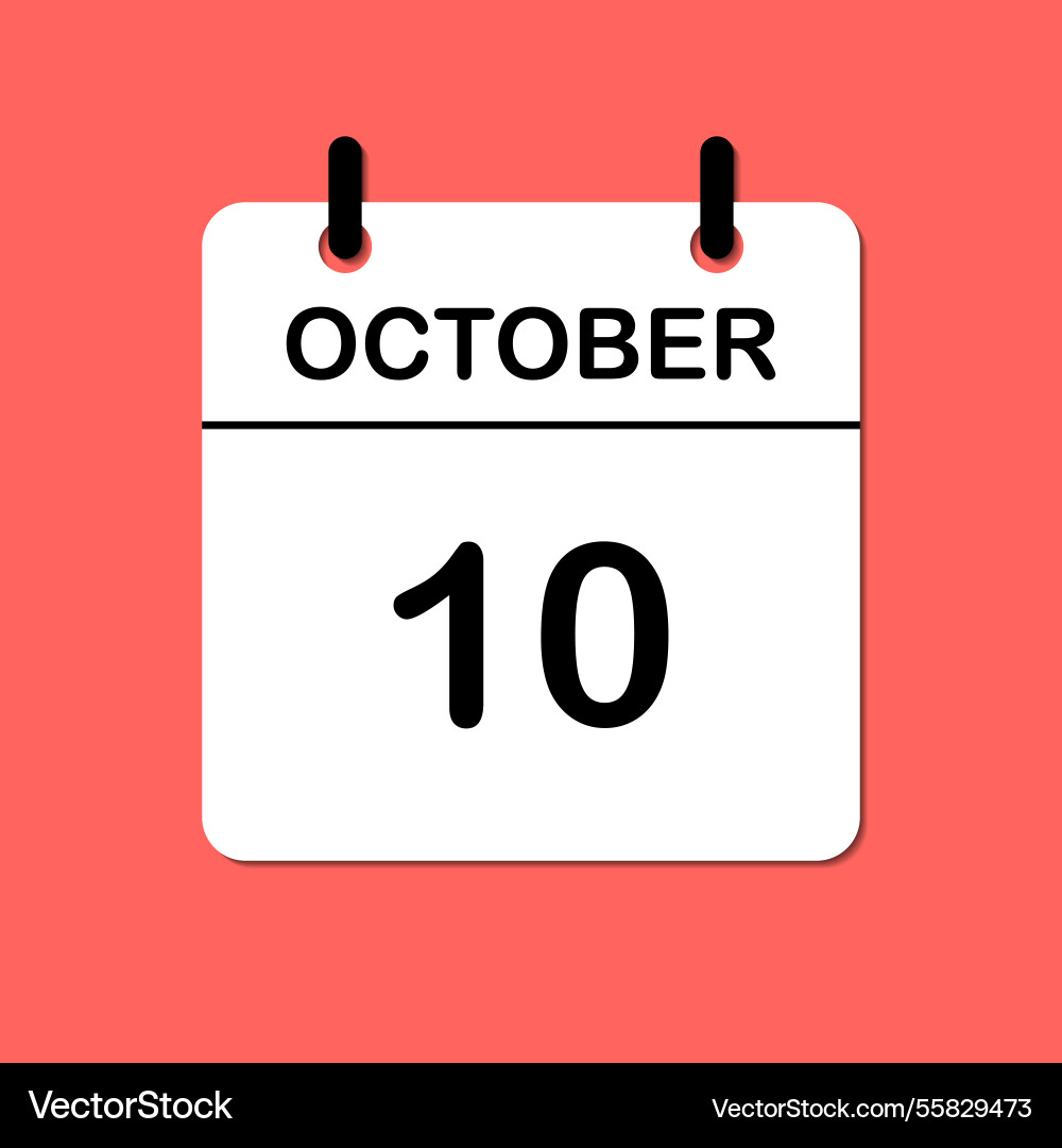 October 10 daily calendar icon for design simple Vector Image