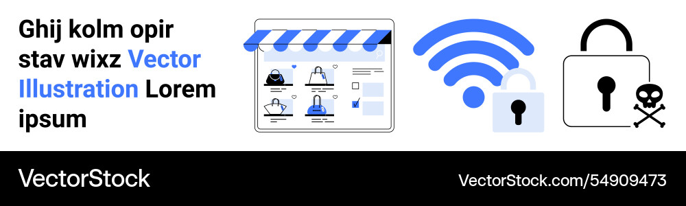 Online storefront with security elements Online storefront with security elements vector image