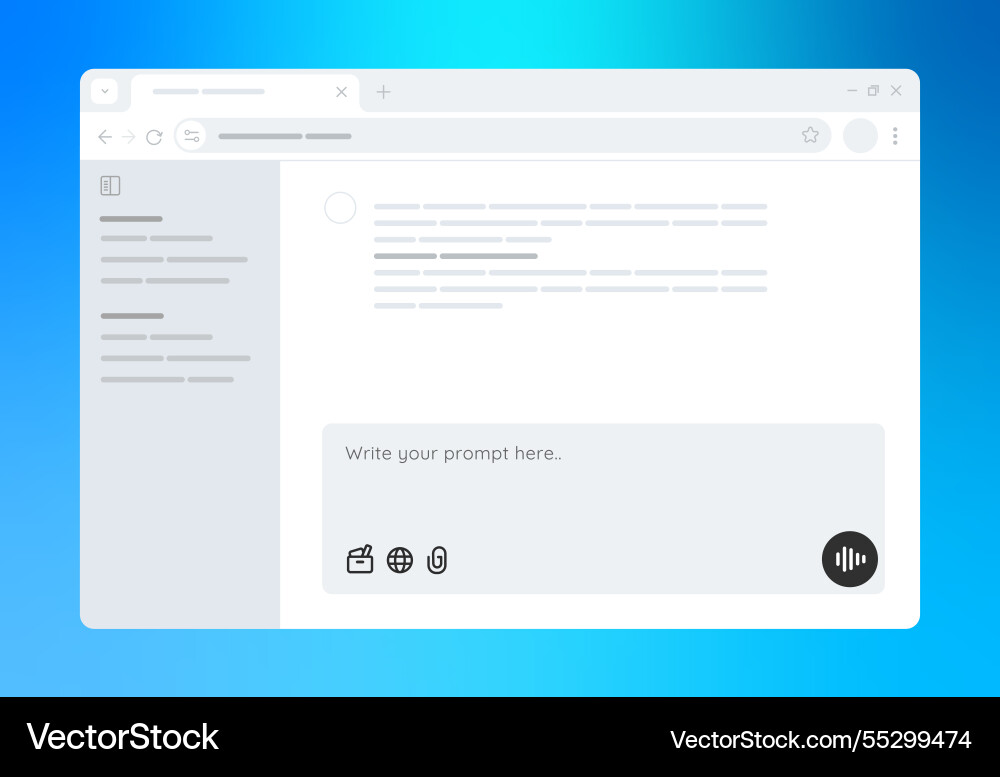 Ai interface screen of large language model chat Ai interface screen of large language model chat vector image
