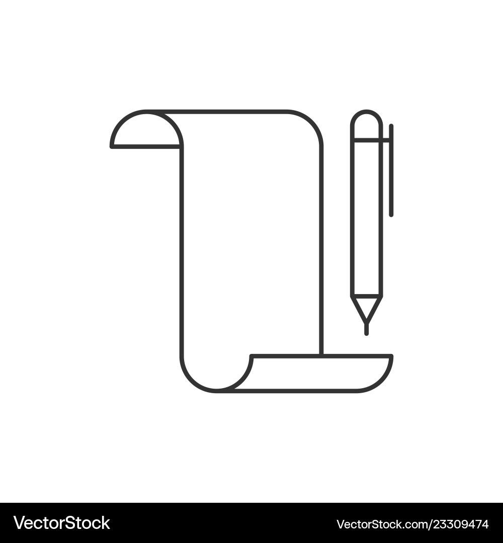 Ancient Paper Scroll with Pen vector image