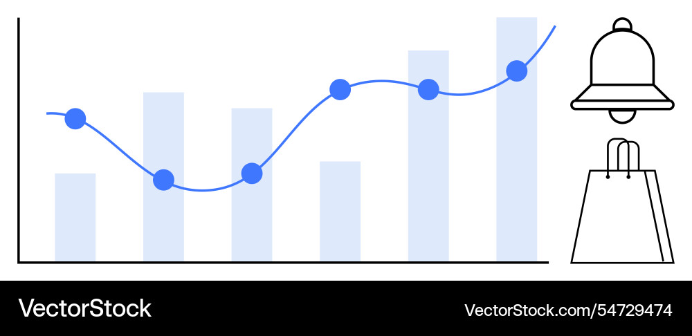 Business data chart with blue line graph and bar Business data chart with blue line graph and bar vector image