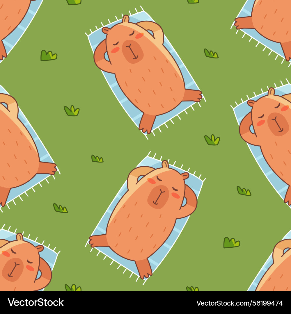 Capybara is resting seamless pattern Capybara is resting seamless pattern vector image