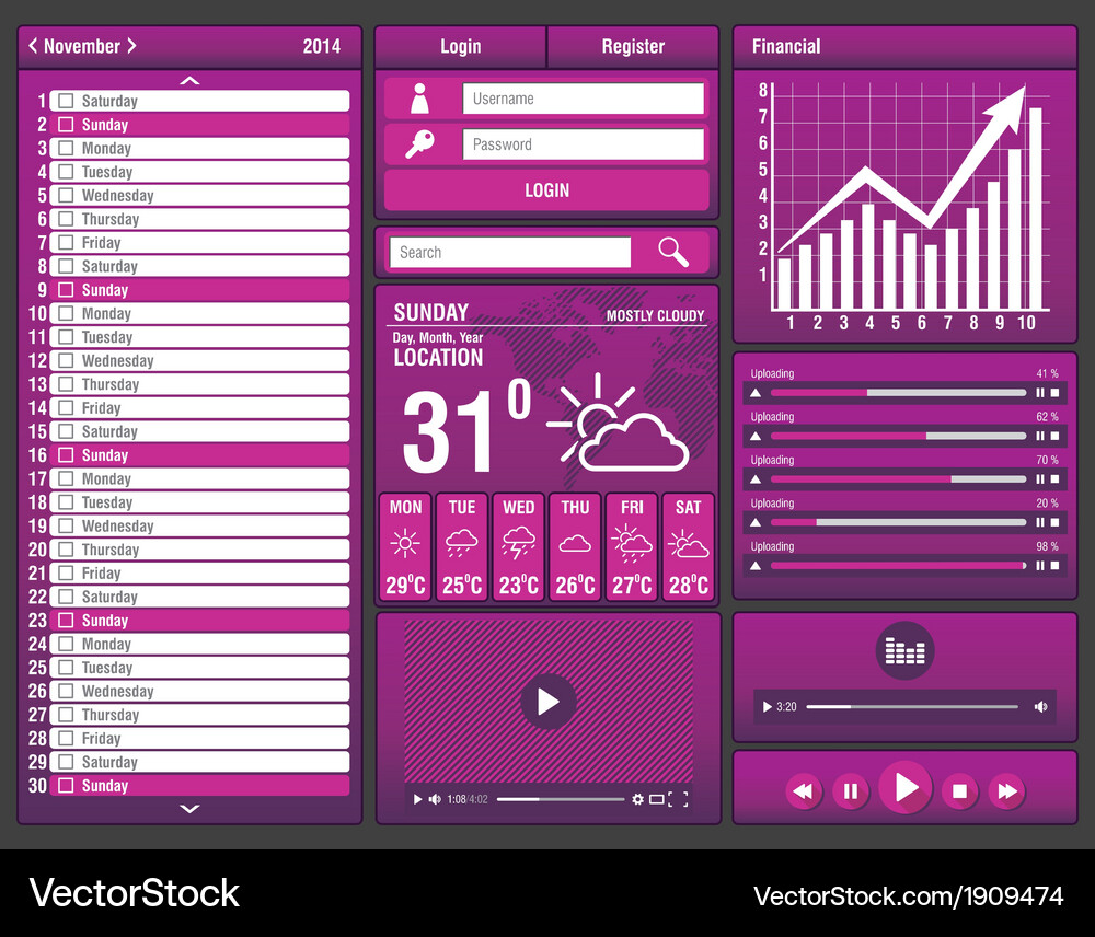 Flat design elements for mobile app Vector Image