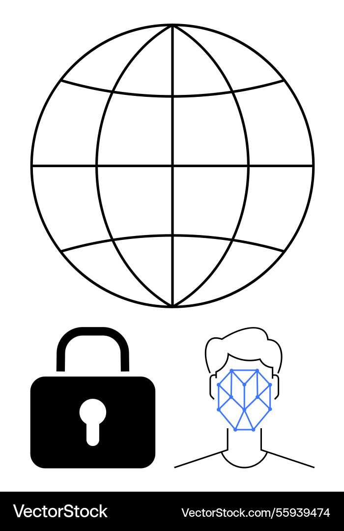 Global security concept with biometrics privacy Global security concept with biometrics privacy vector image