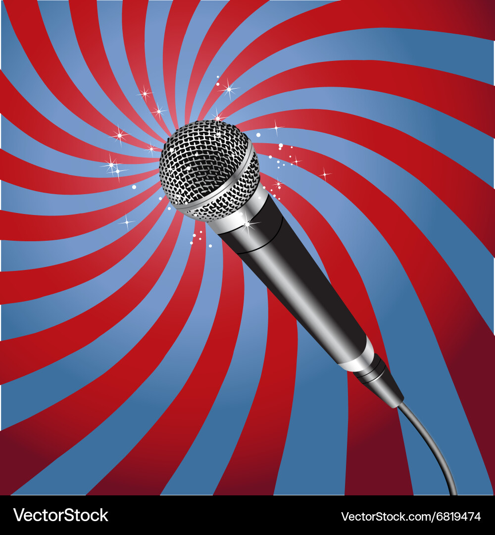 Microphone with Rays Background Vector Image