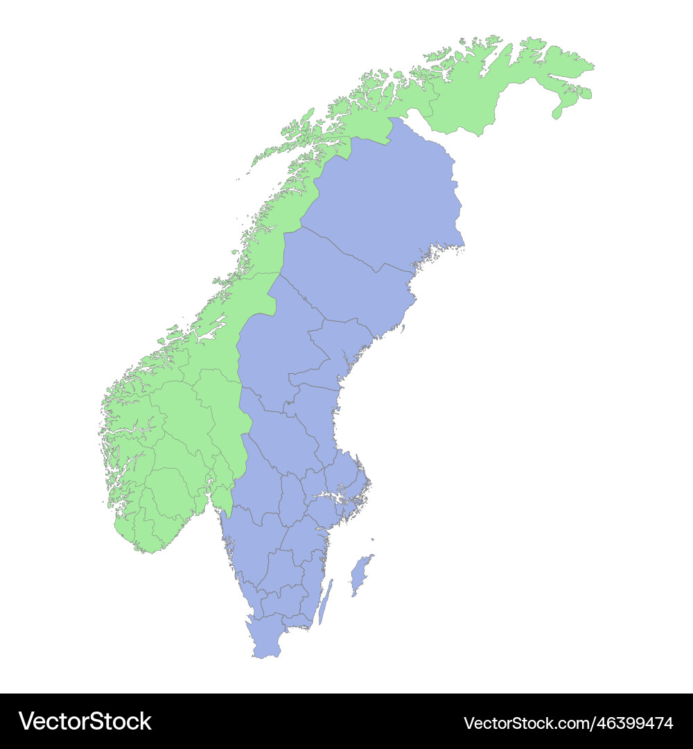 Political Map of Sweden & Norway Vector Image