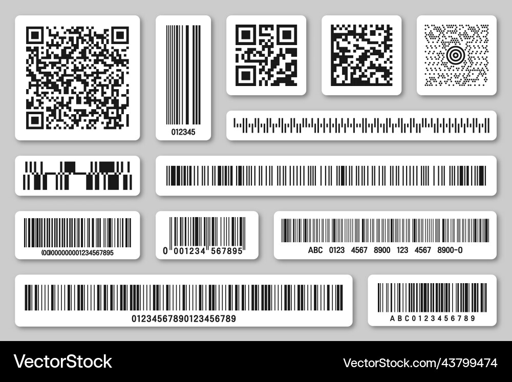 Set of product barcodes and qr codes Set of product barcodes and qr codes vector image