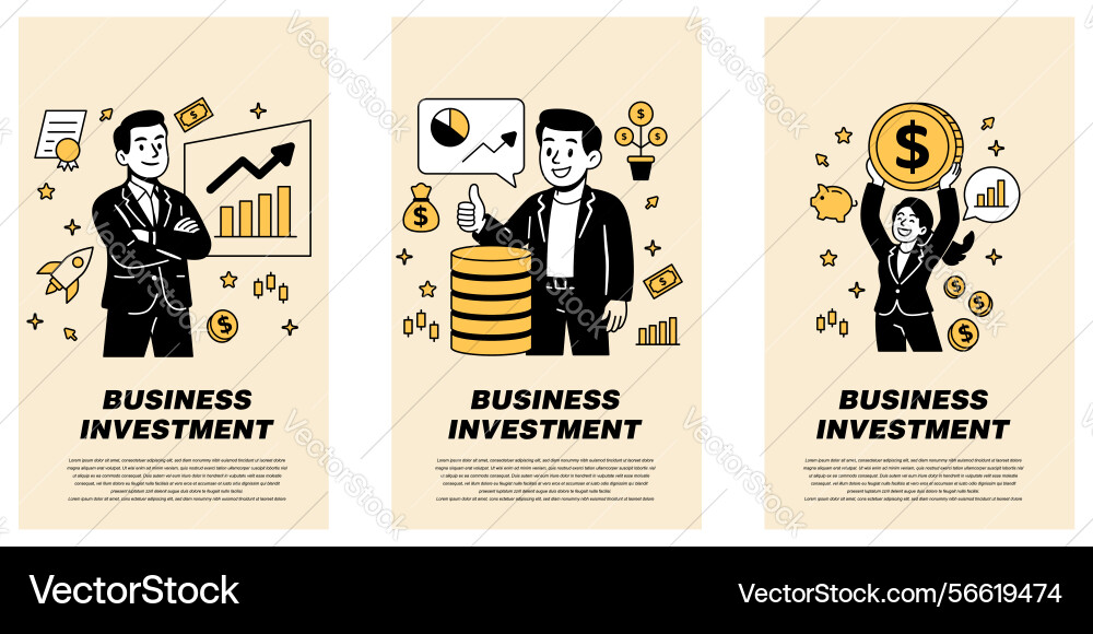 Set showing confident business characters Set showing confident business characters vector image