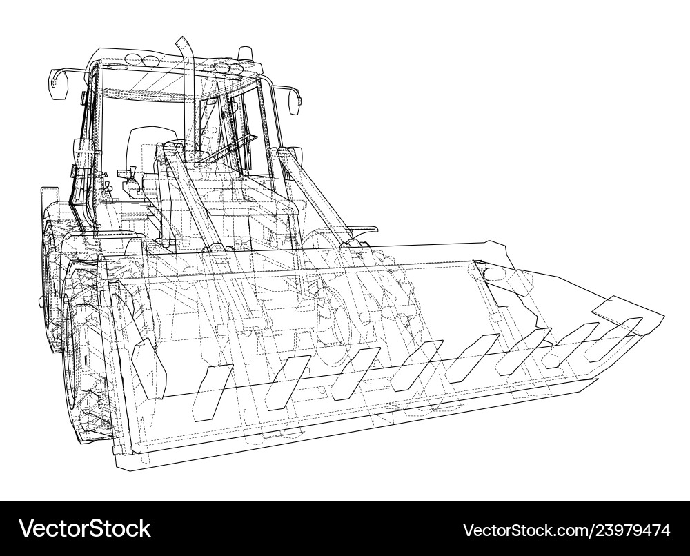 Sketch of loading shovel with back actor Sketch of loading shovel with back actor Vector Image