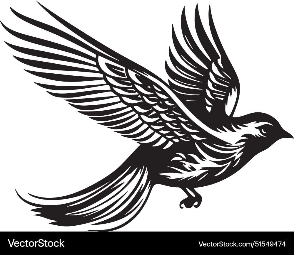 Sparrow - black and white Royalty Free Vector Image