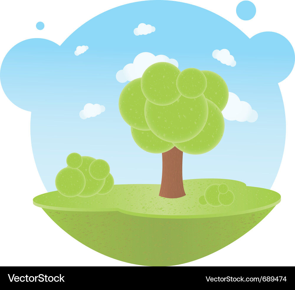 Trees and clouds Vector Image