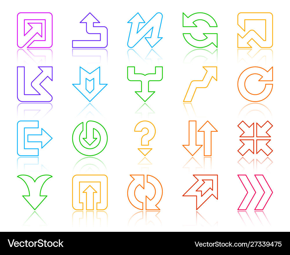 Arrow Line Icons - Color Set vector image