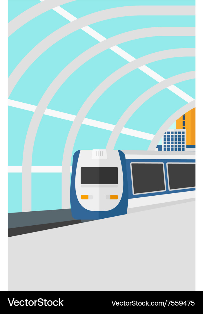 Background of modern train arriving at the station Vector Image