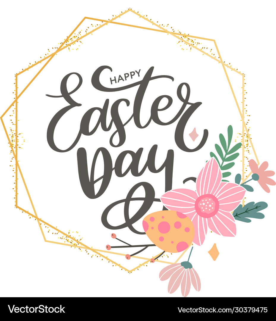 Colorful happy easter greeting card with flowers Colorful happy easter greeting card with flowers vector image