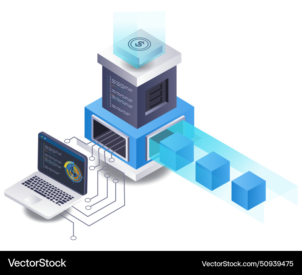 Development of business data server management vector image