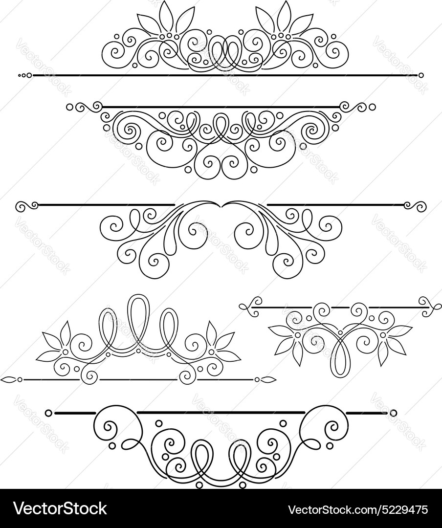 Set of calligraphic design elements and page Vector Image