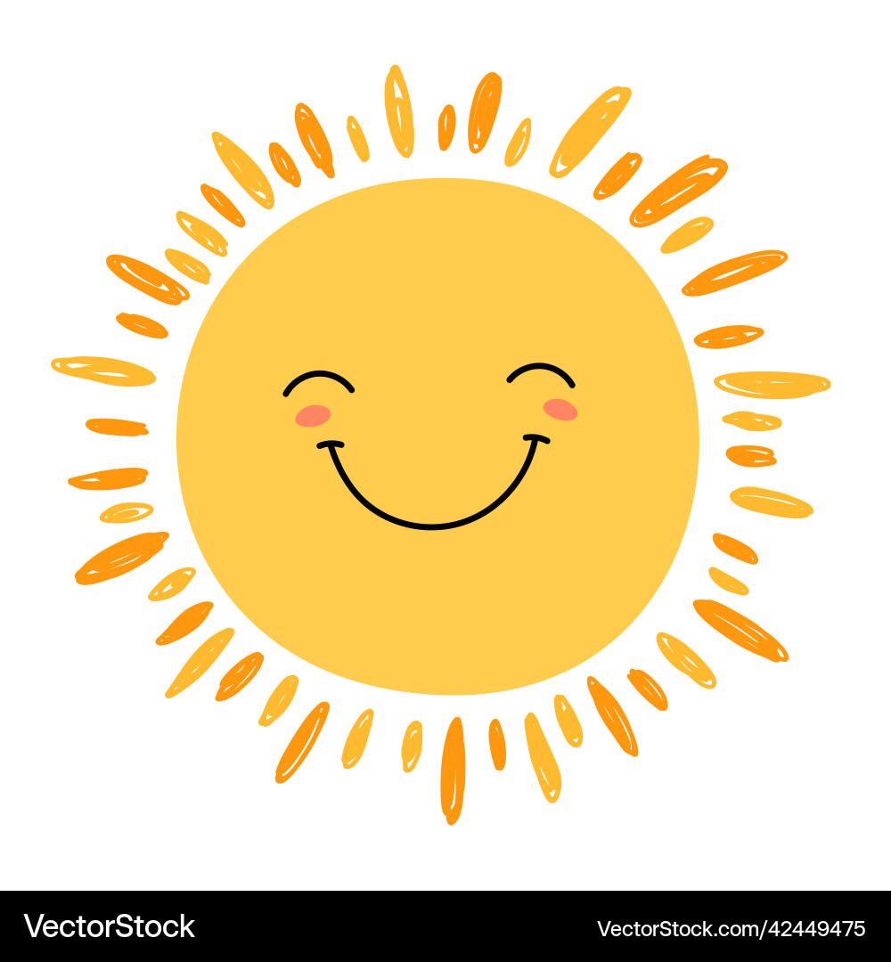 Shining sun smiling smiley face vector image