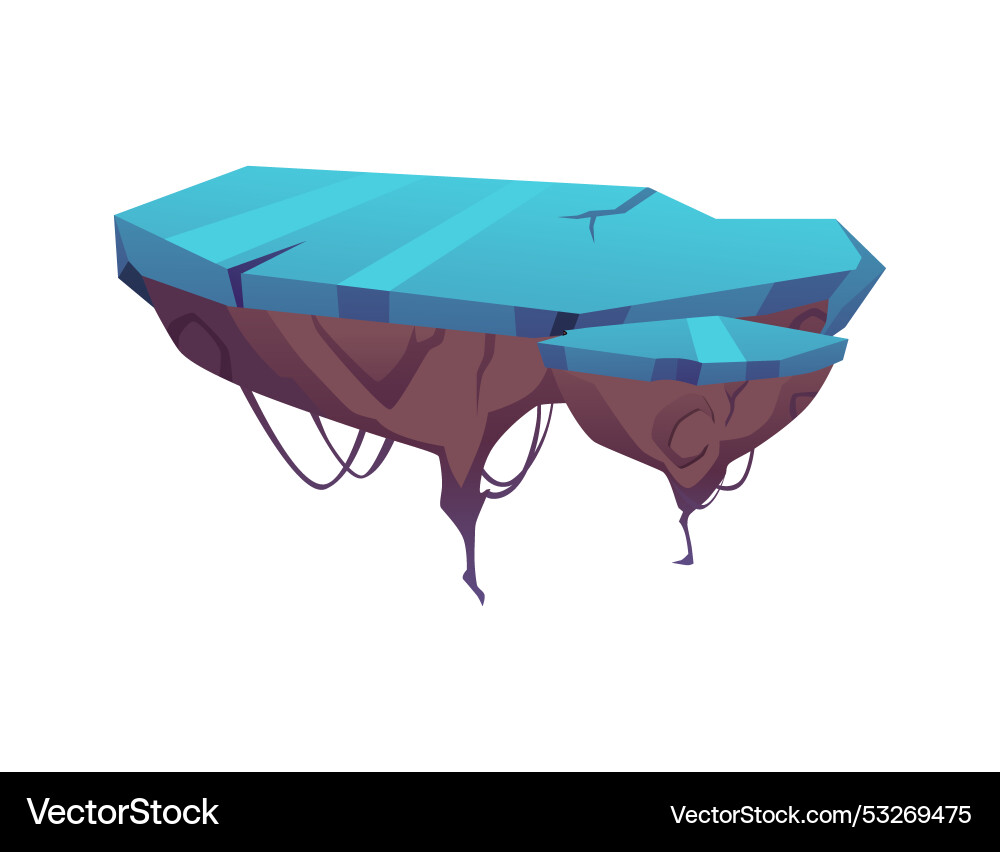 Two level platform with blue surface game island Vector Image