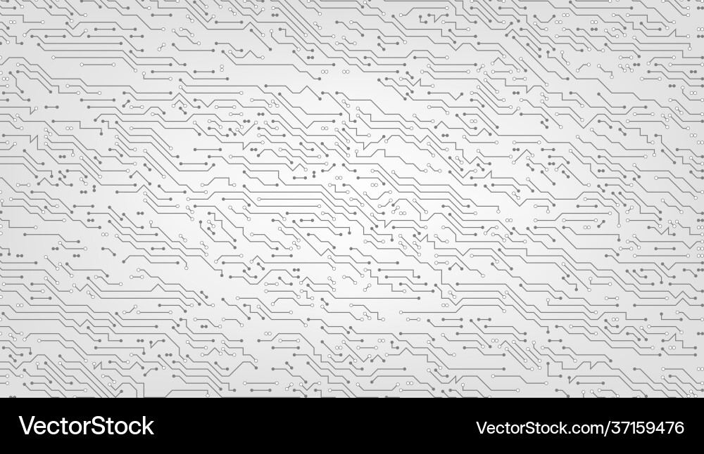 Circuit Board Pattern - Dark Grey & White Vector Image
