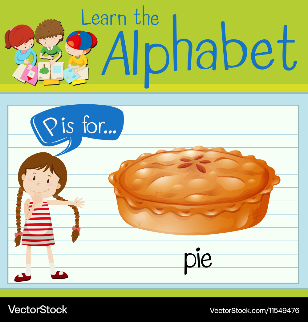 Flashcard alphabet p is for pie vector image