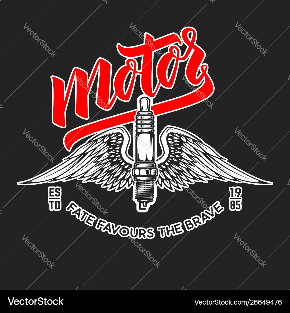Motor Emblem Vorlage mit geflügeltem Elektrofunken Motor Emblem Vorlage mit geflügeltem Elektrofunken vektorbild