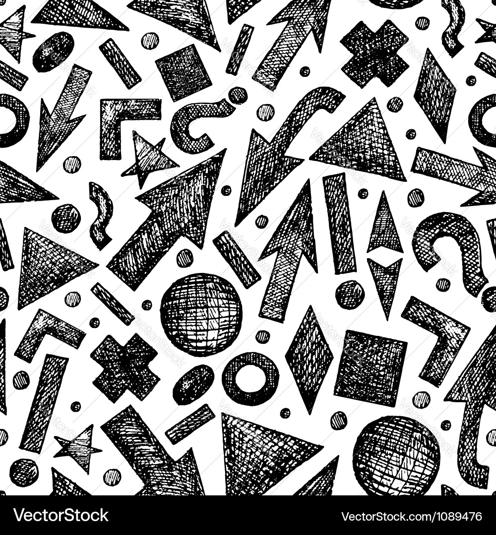 Sketchy Pattern - Geometric Shapes Vector Image
