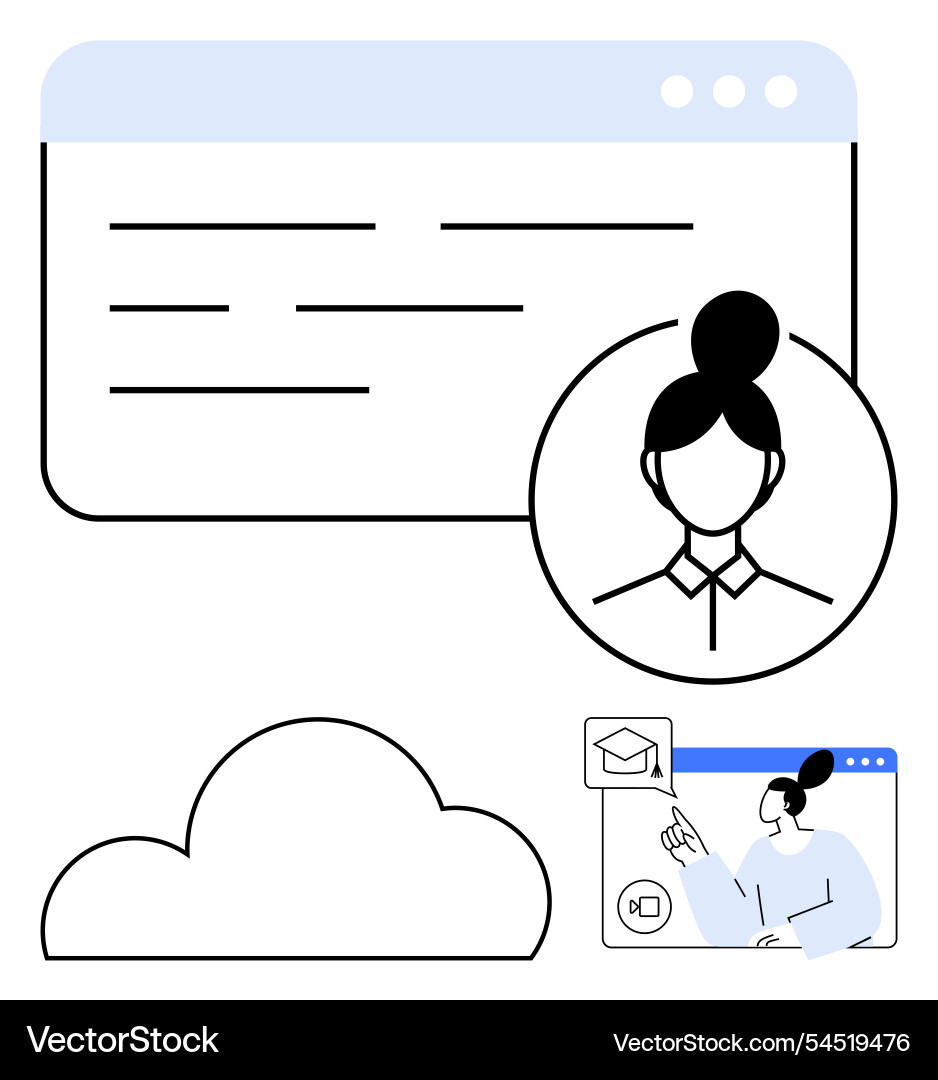 Virtual learning interface with user profile Virtual learning interface with user profile vector image