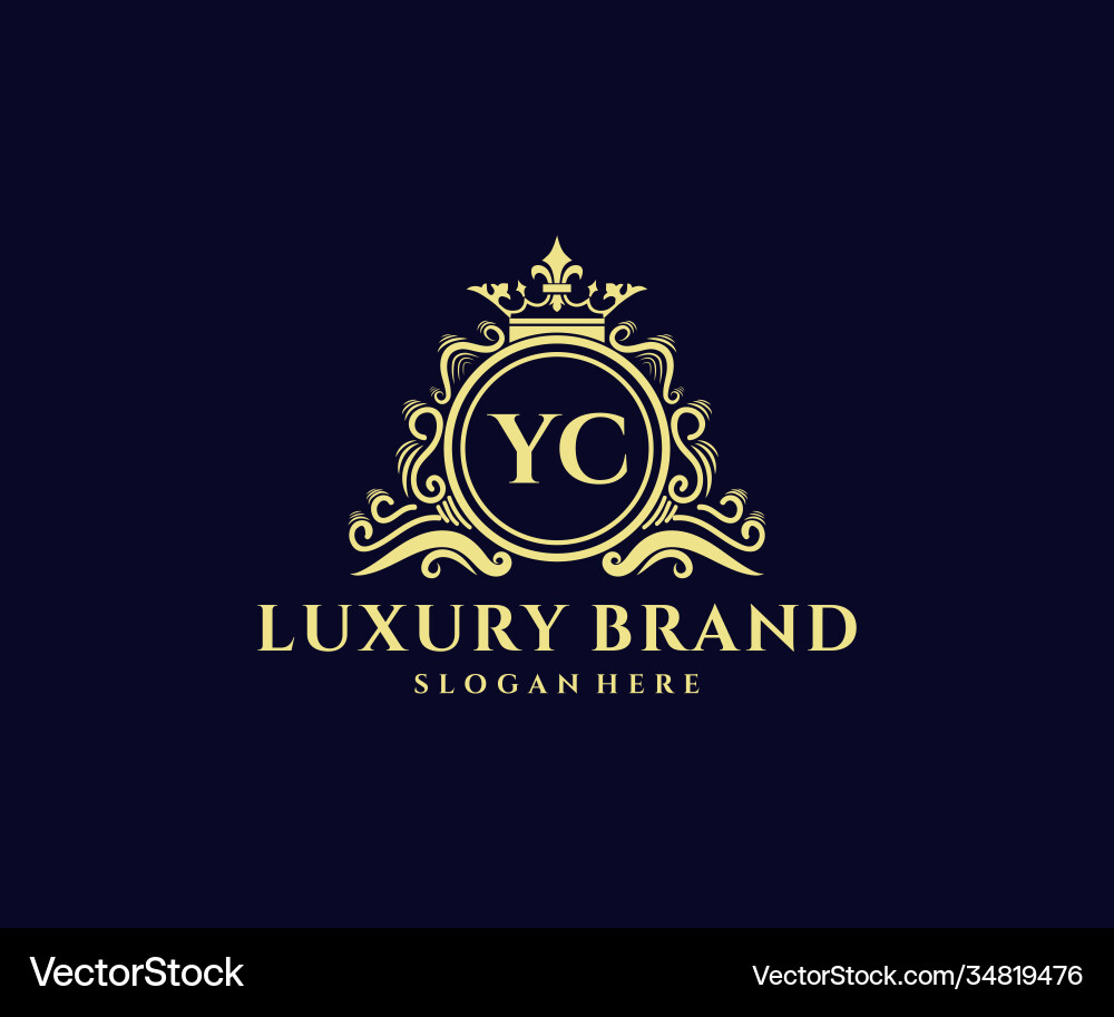 Yc initial letter gold calligraphic feminine Vector Image