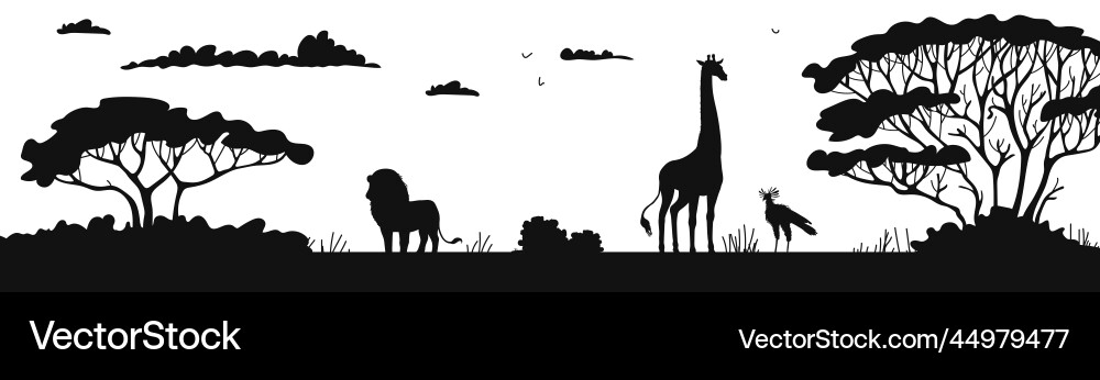 African landscape with animals black silhouette Vector Image african-landscape-with-animals-black-silhouette-vector-image