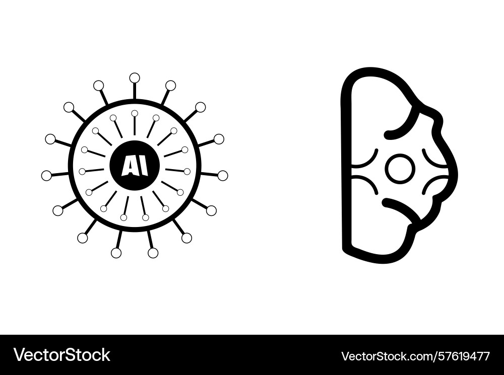 Ai brain and neural network symbol vector image