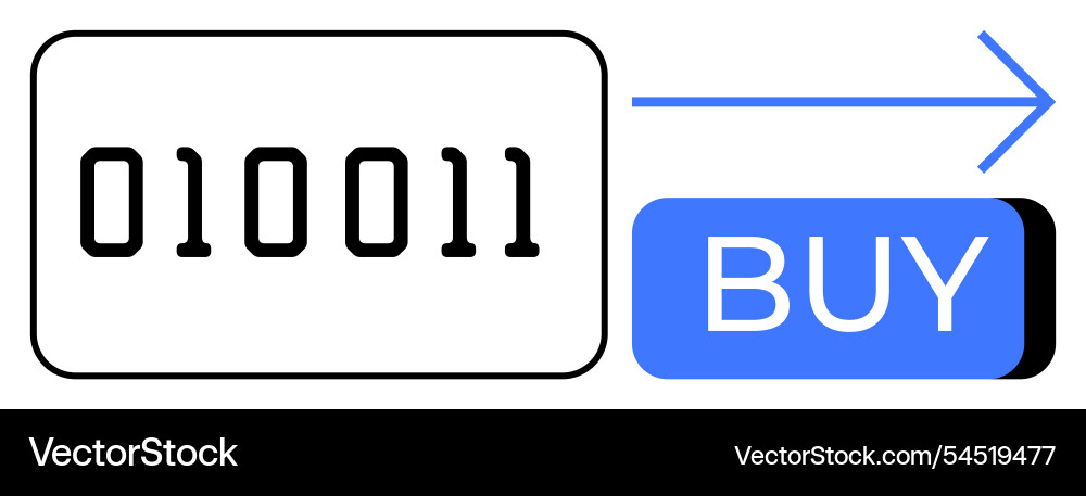 Binärcode und Kauf-Taste mit rechtem Pfeil Binärcode und Kauf-Taste mit rechtem Pfeil vektorbild