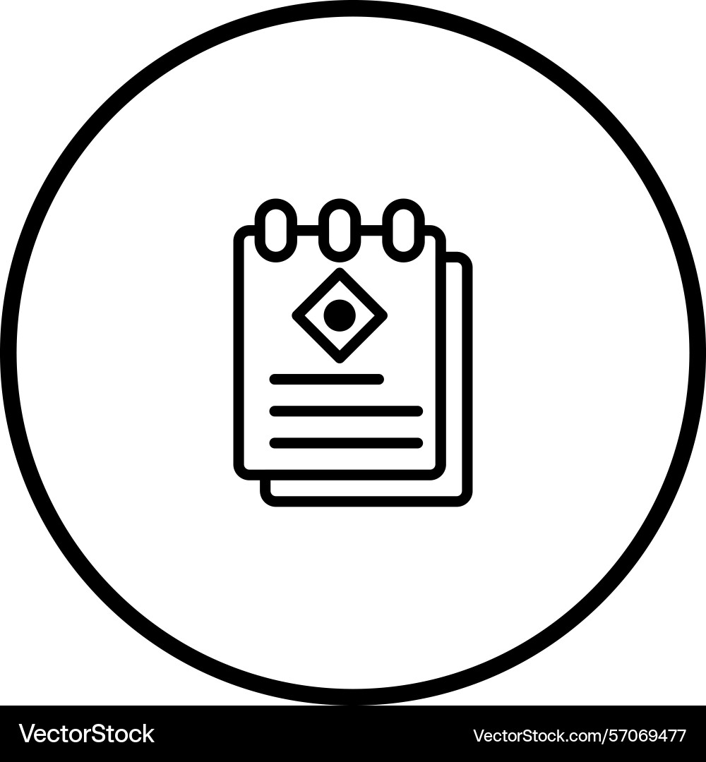 Minimalist icon of a notebook with diamond shape Vector Image