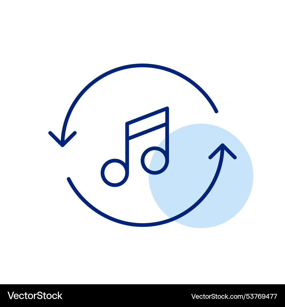 Musical note in refresh arrows continuous Musical note in refresh arrows continuous vector image