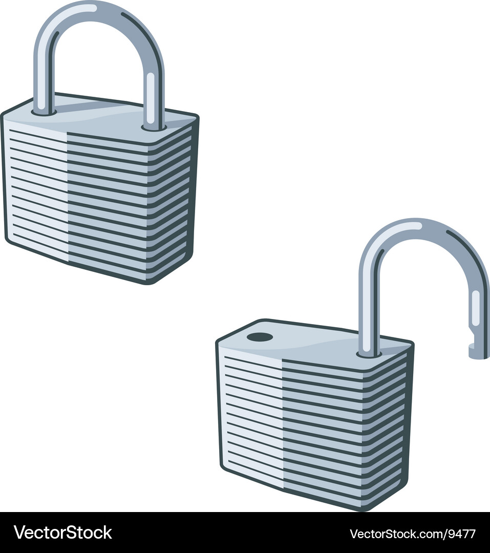Open Padlock with Key Vector Image