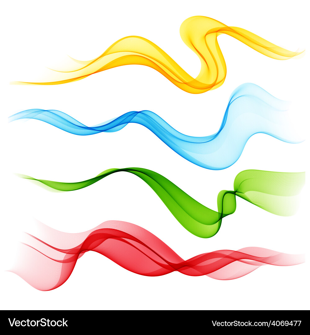 Set of abstract smoke curved lines Vector Image