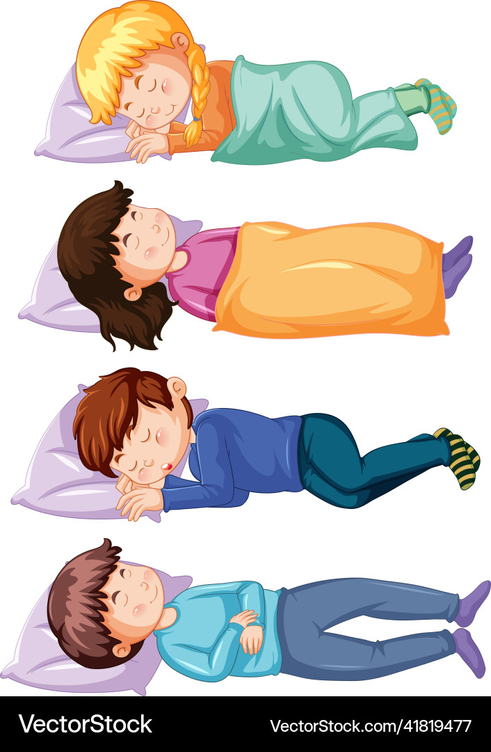 Set of children sleeping on the floor vector image