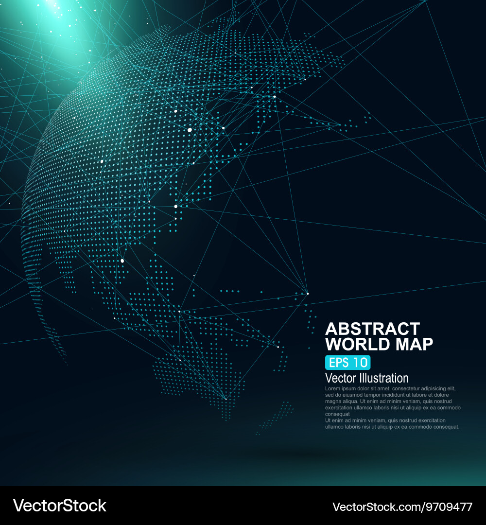 Three-dimensional abstract planet dot world map vector image