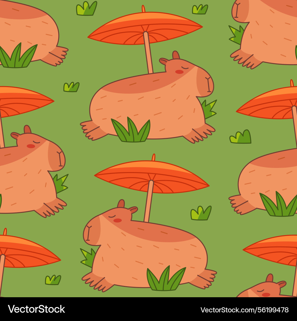 Capybara sleeps seamless pattern Capybara sleeps seamless pattern vector image