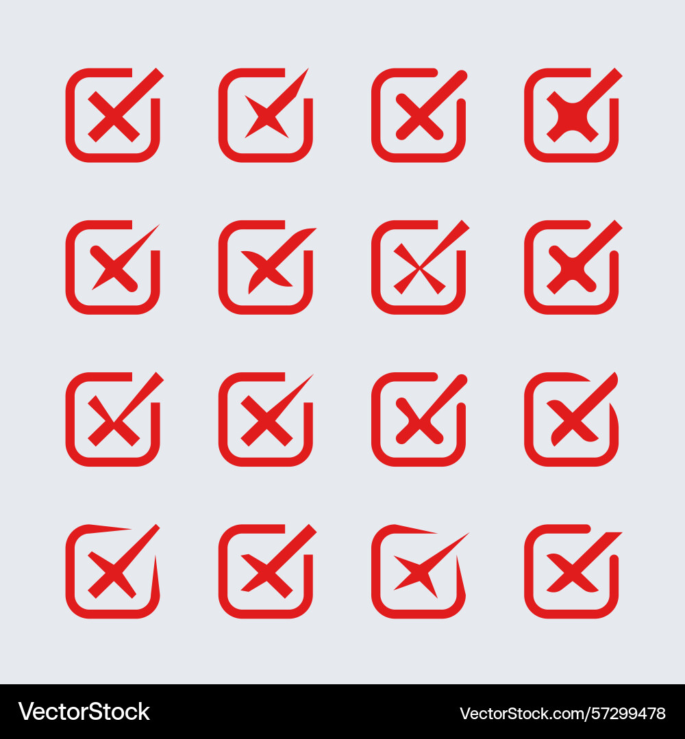 Cross mark icon box with wrong buttons vector image
