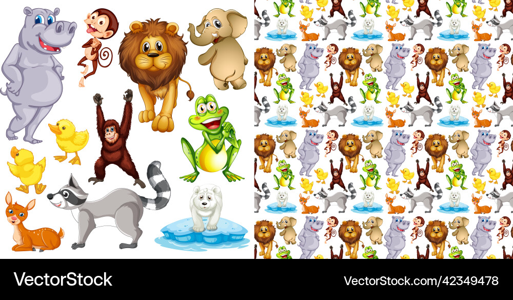 Cute animals cartoon set on white background Cute animals cartoon set on white background vector image