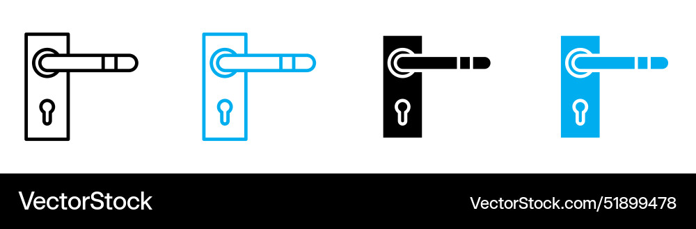 Door handle icon set collection for web vector image