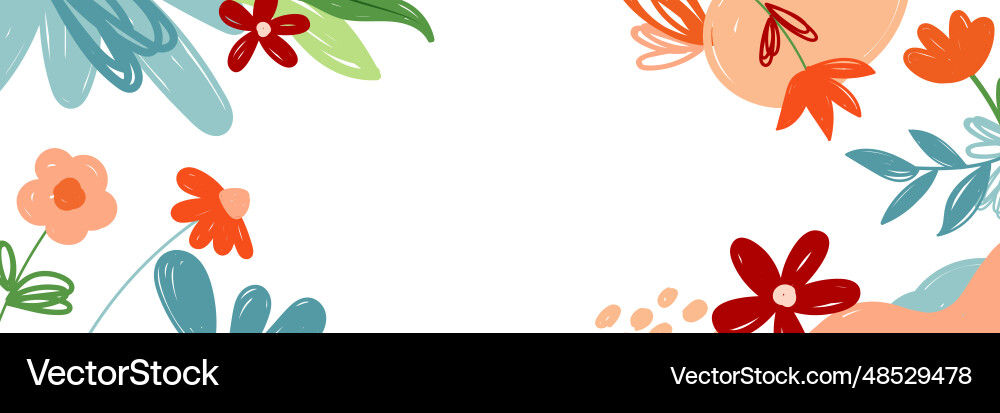 Flowers and leaves horizontal background floral Flowers and leaves horizontal background floral vector image