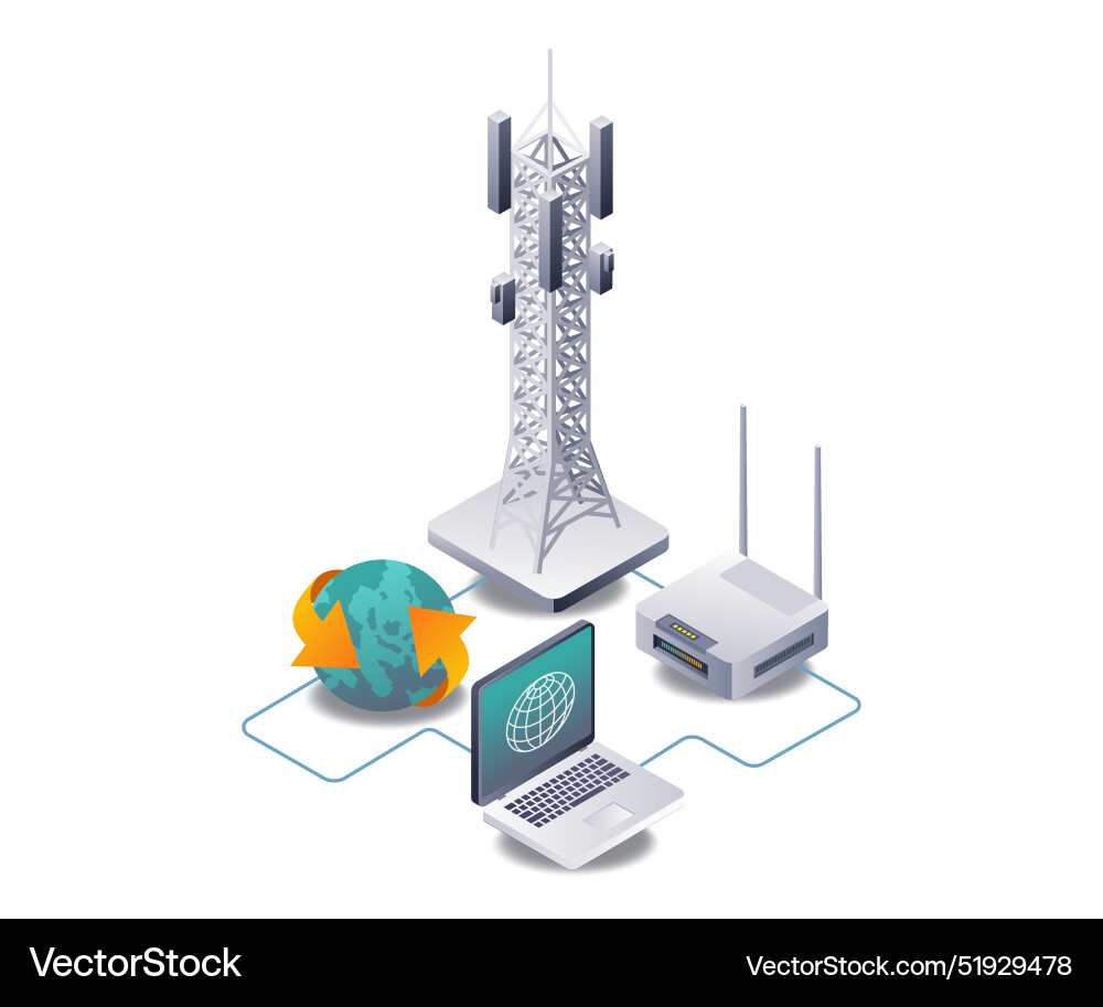 Hardware network in information technology systems Hardware network in information technology systems vector image